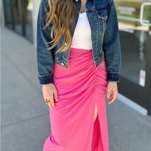 Bobi Los Angeles Shiloh Shirred Pink high slit Skirt size Small